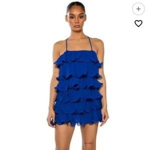 Akira blue ruffle mini dress